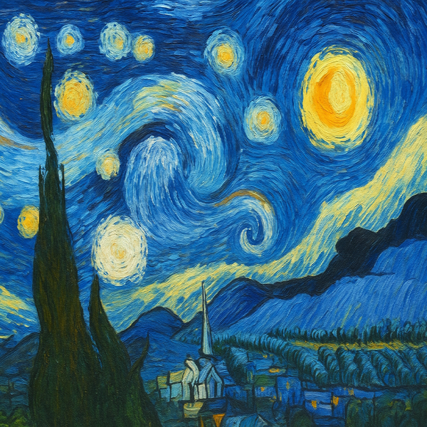 Borduurpakket Sterrennacht van Van Gogh - 60×40 cm - Aida stof