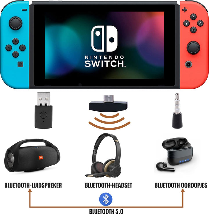 Bluetooth dongle voor Switch, headset, oordopjes en speaker