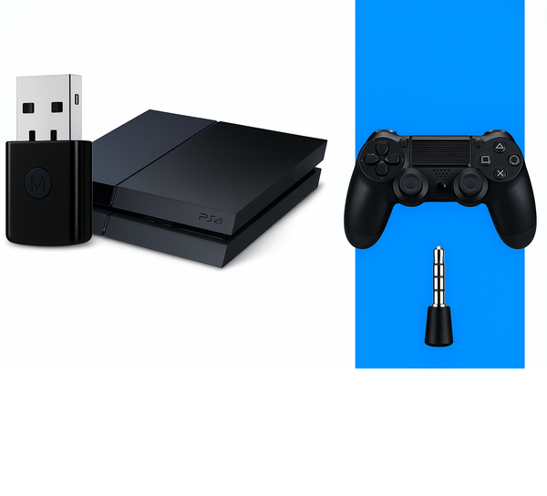 PS4 Bluetooth dongle met 3.5mm microfoonadapter en controller