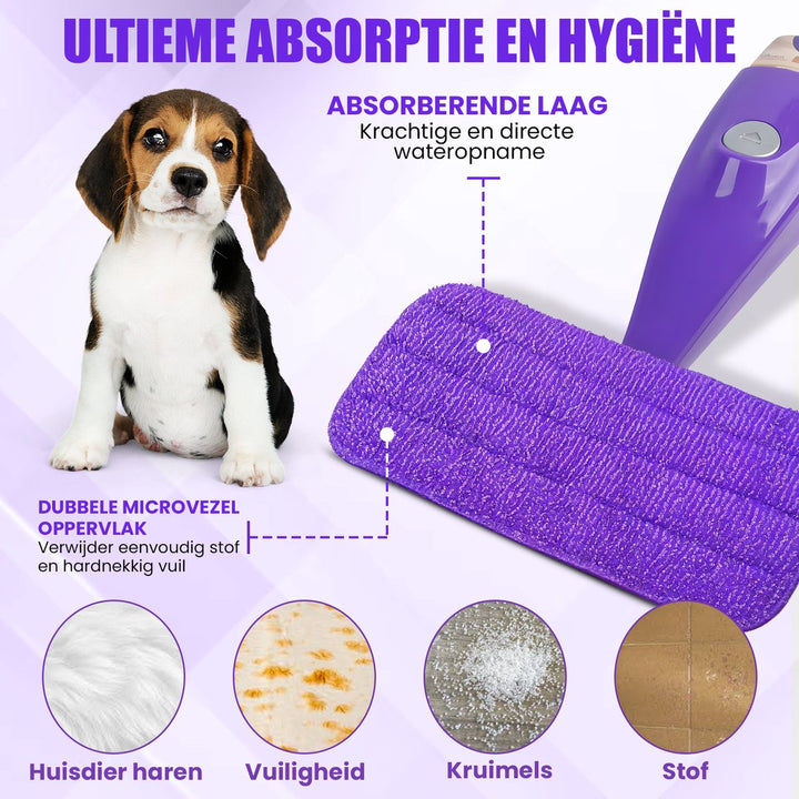 Dubbele microvezel dweilpad met huisdierharen, vuil, kruimels en stof – superabsorberend en hygiënisch