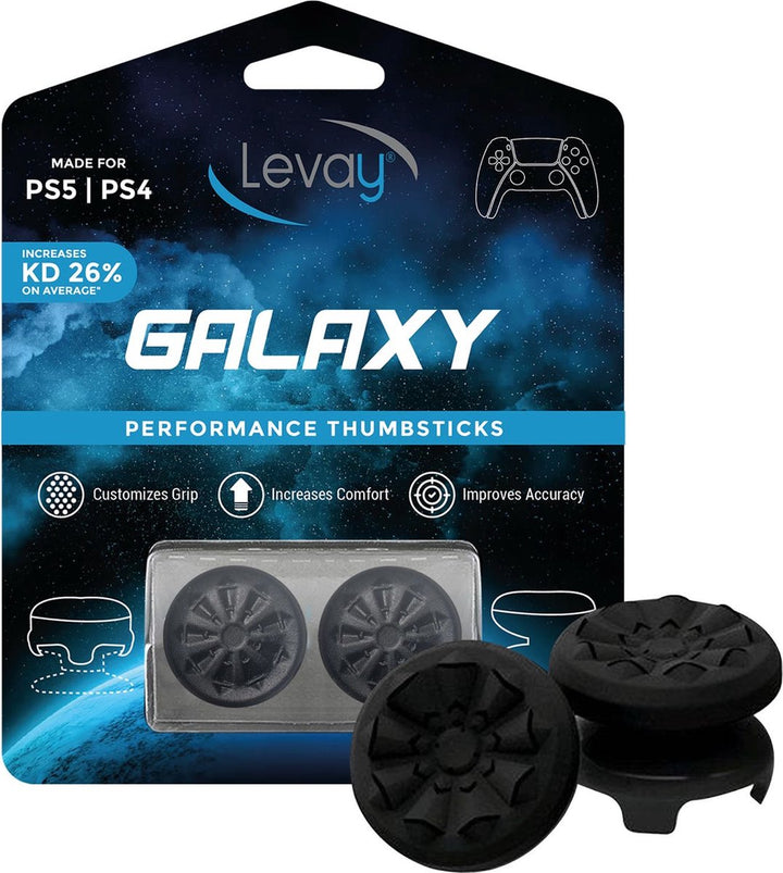 Zwarte Levay Galaxy thumbsticks voor PS5 en PS4 – verhoogt grip en precisie