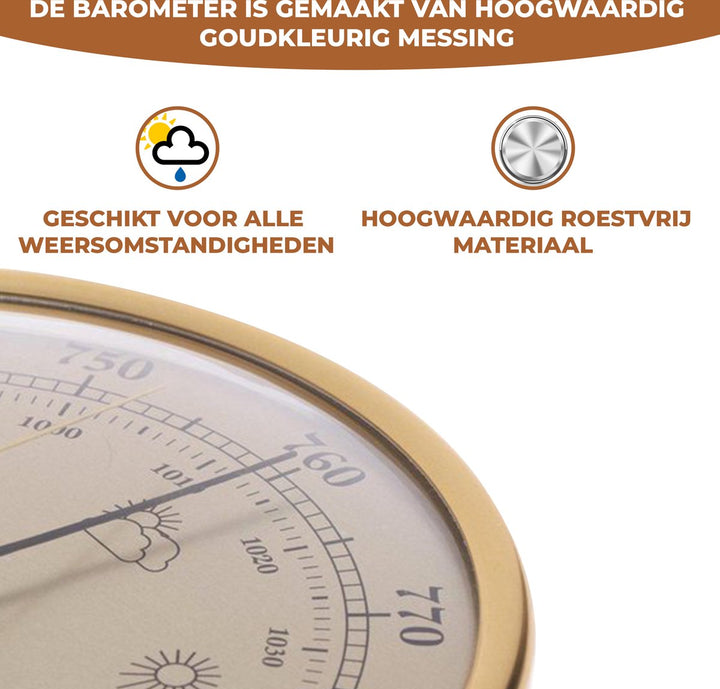 Weerstation van roestvrij messing geschikt voor alle weersomstandigheden