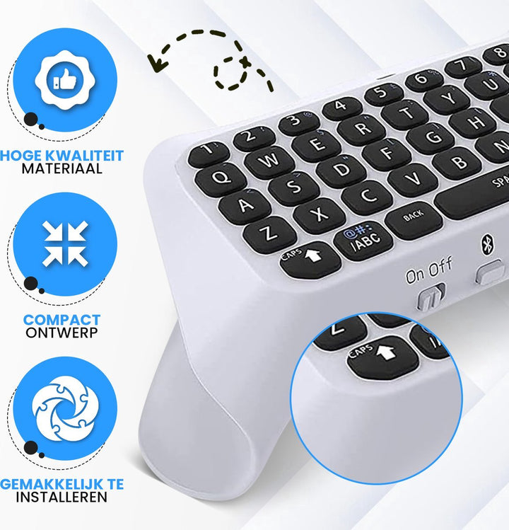 Compact Bluetooth toetsenbord voor PS5 controller – geschikt voor snel typen en gamen