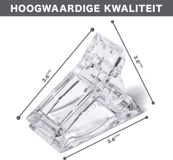 Nagelclip met afmetingen en details in close-up 
