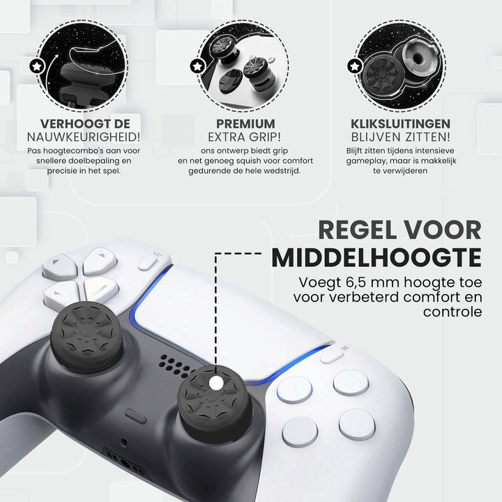 PS5 controller met zwarte thumbsticks – extra grip en middelhoge precisie