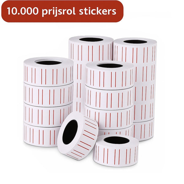 Set van 20 prijsrollen met elk 500 stickers, totaal 10.000 etiketten.