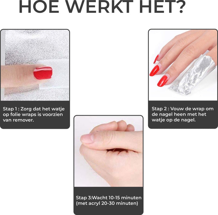 Instructieafbeelding hoe gellak remover wraps te gebruiken