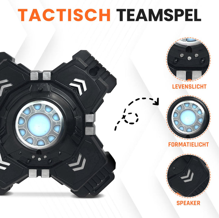 Tactisch lasergame vest met levenslicht, formatielicht en speakerfunctie – onderdeel van lasergame set voor kinderen en volwassenen