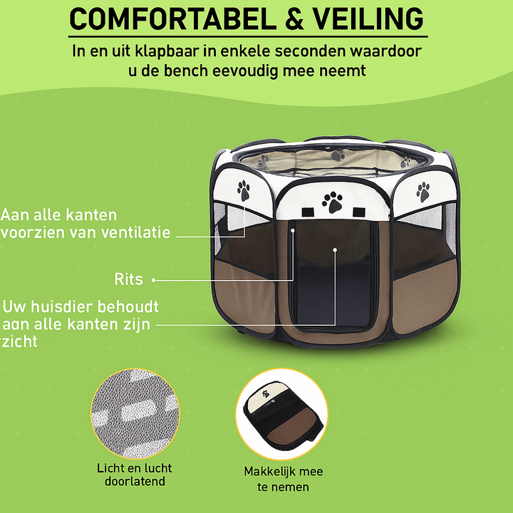 Opvouwbare hondenbench met waterdichte stof en snelle montage