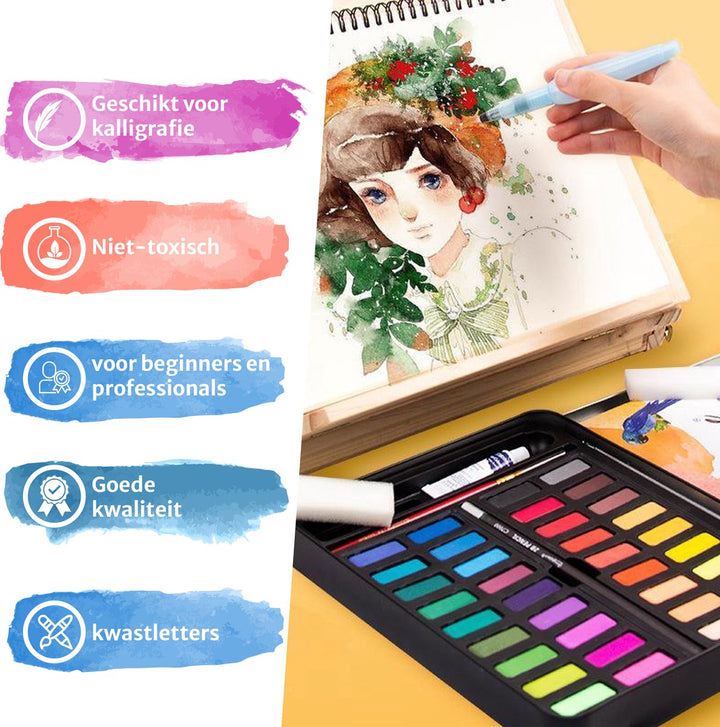  Voordelen van aquarelverf set met 36 kleuren, inclusief niet-giftig en voor beginners en professionals
